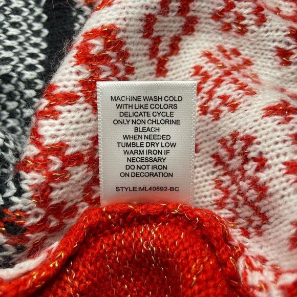 Trendy Ms. Claus Red Metallic Sparkling Christmas Sweater - Picture 7 of 9